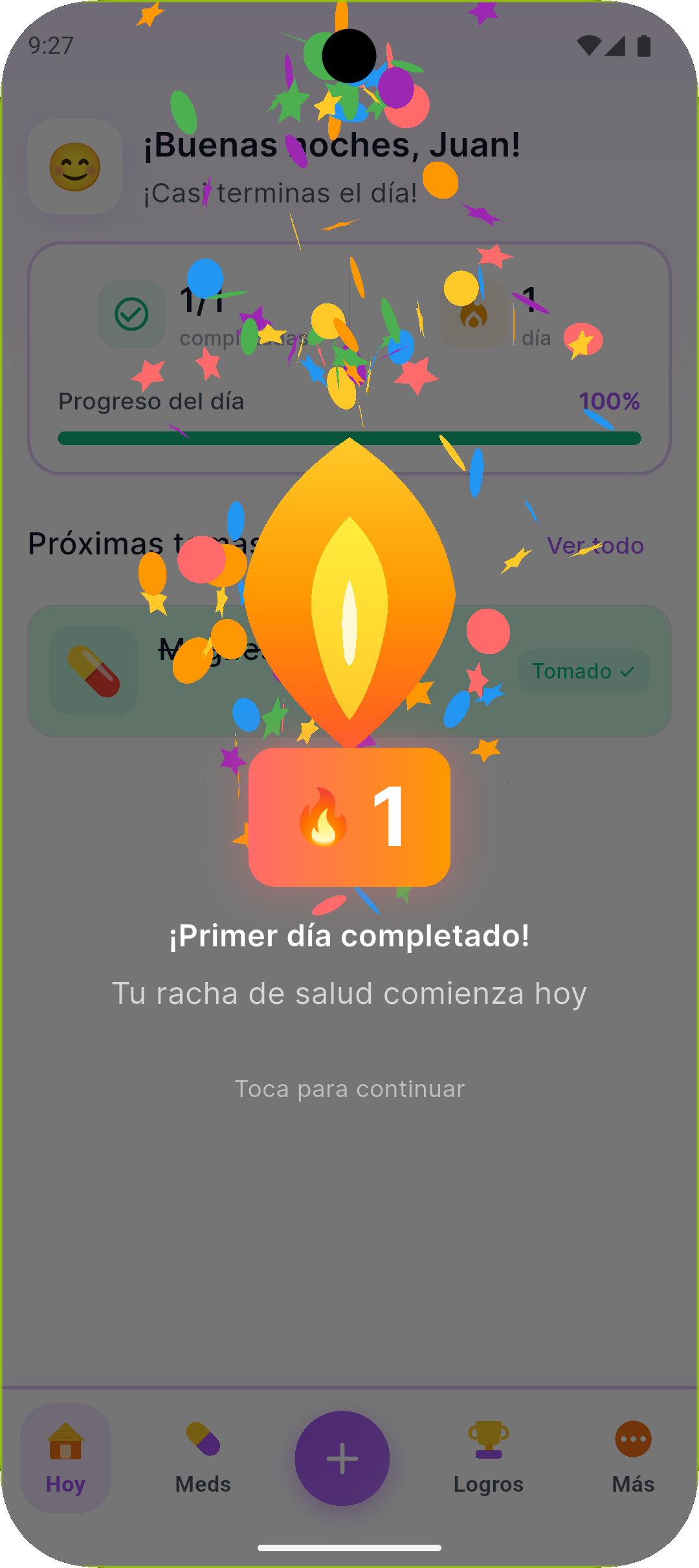Confirmación de toma de medicamento